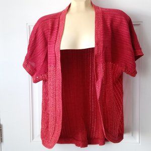 212 Woman Coral Crocheted Open Front Cardigan 1X